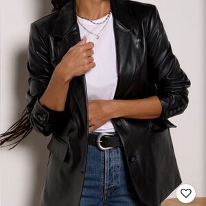 EVEREVE Black Faux Leather Blazer Jacket XL